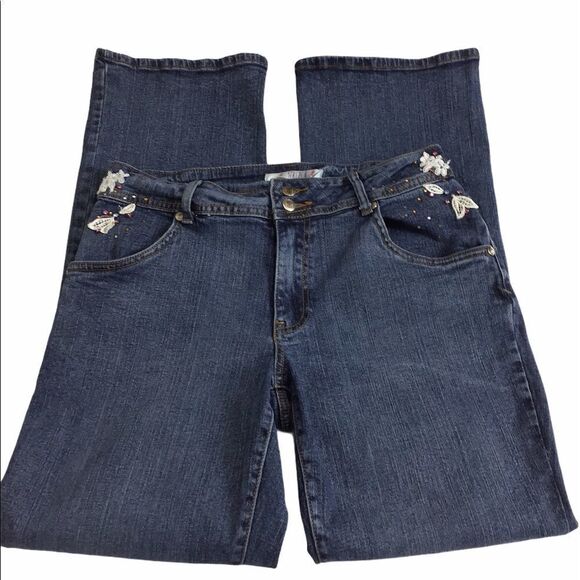 Bill Blass Vintage High Waist Embroidered Straight Leg JeansSize 6 - Picture 1 of 11